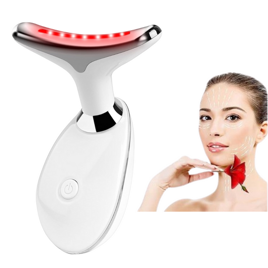 𝗦𝗧𝗥𝗬𝗞𝗜𝗡𝗚 Masajeador Facial y de Cuello con Terapia LED Roja – Reafirmante y Antienvejecimiento